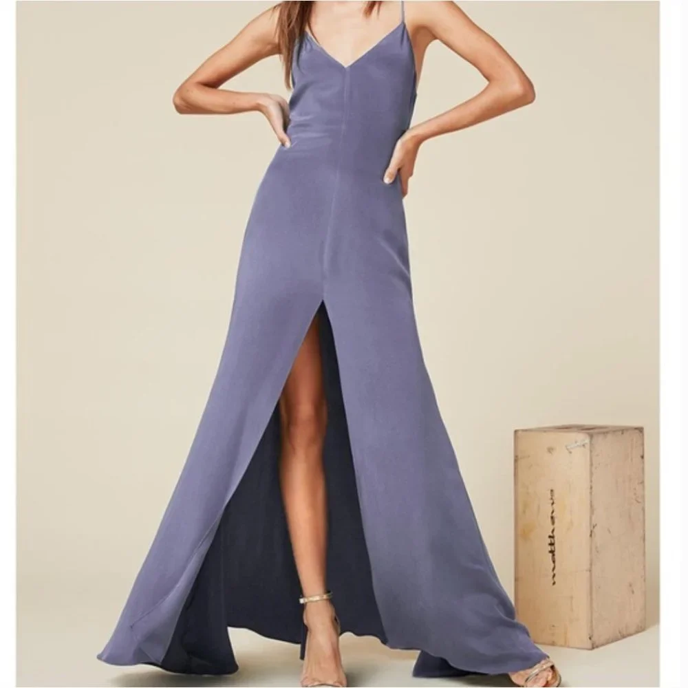 Reformation Cabot Front Slit Dress In Natural BNWT XS - Picture 3 of 8